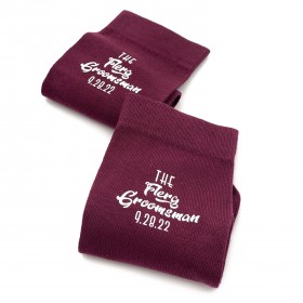 Burgundy mens socks37 with custom design