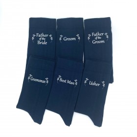 Navy blue groomsmen socks36 with custom design