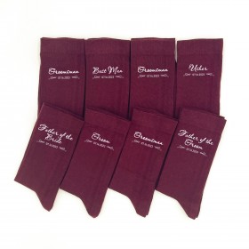 Burgundy socks33 for groom and groomsman with custom design