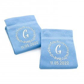 Ice blue wedding socks31 with custom design