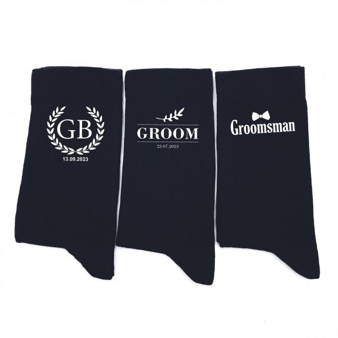 Burgundy wedding socks with custom design