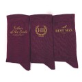 Burgundy wedding socks with custom design