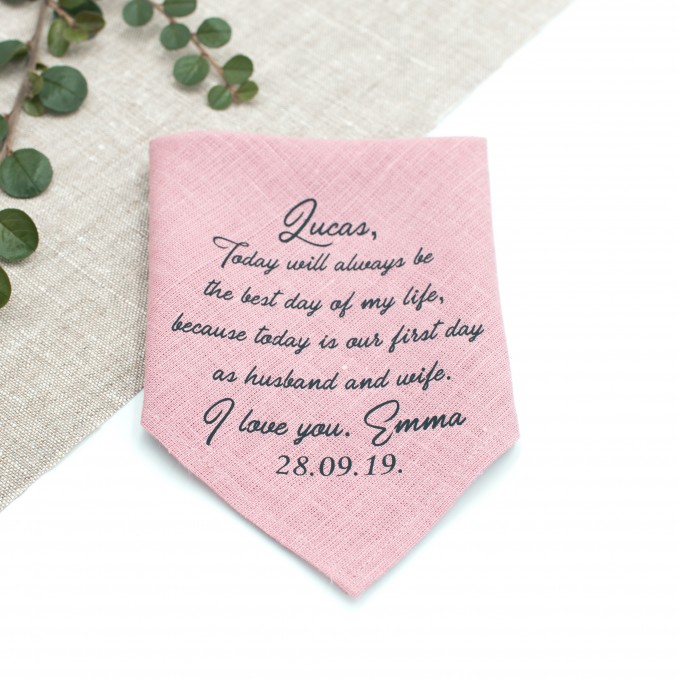 Dusty rose bride to groom handkerchief