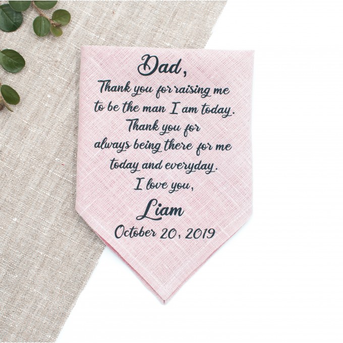 Blush pink handkerchief daughter for dad 