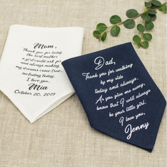 Set of 2 handkerchiefs for parents on wedding day