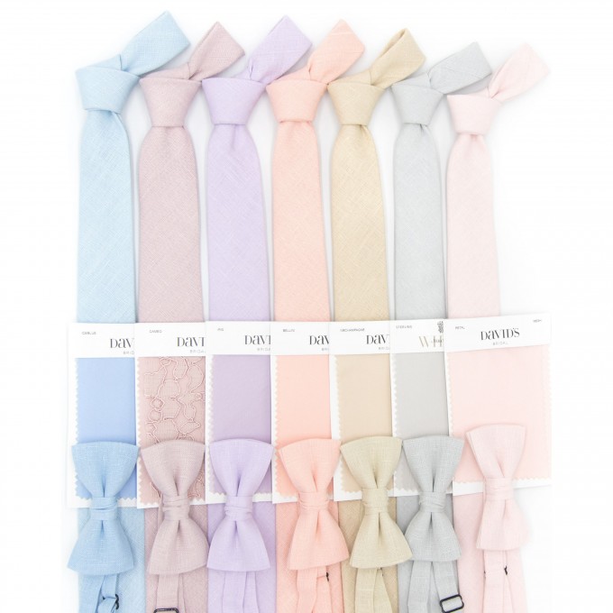 Pastel Wedding Ties, Bow Ties, Suspenders Matching David's Bridal Color