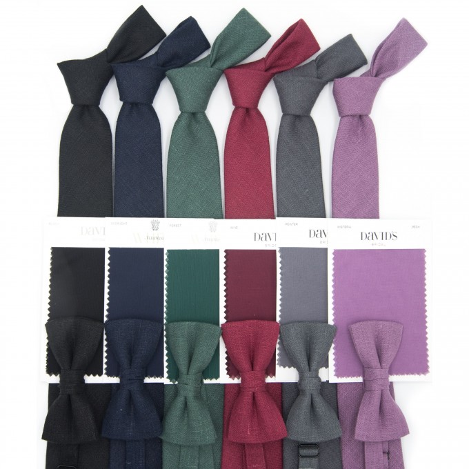 Mens Neck Ties for Wedding Outfit with Matching Suspenders, Pocket Squares, Bow Ties