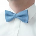 Linen steel blue bow ties