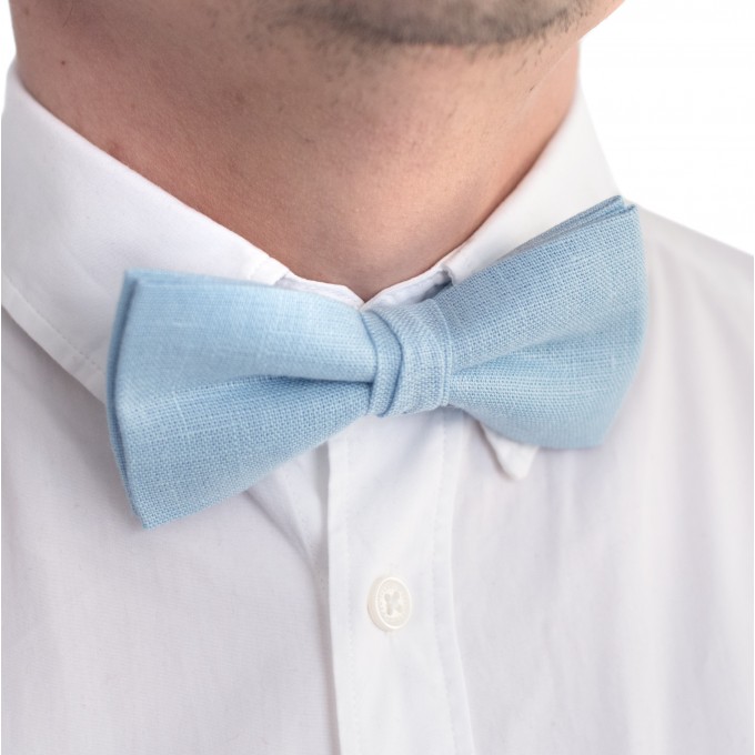 Linen light blue (ice blue) bow tie