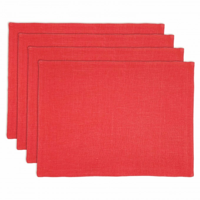 Solid red Christmas placemats