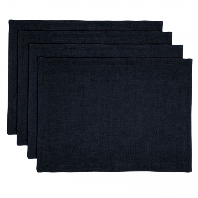 Black linen placemats