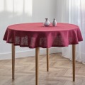 Burgundy 100% linen round rustic tablecloth  