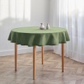 Sage green round organic tablecloth for Christmas  