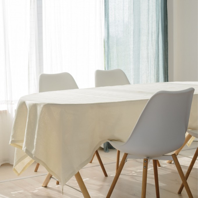 Charcoal gray round linen modern tablecloth 