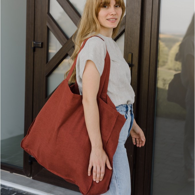 Burnt orange tote bag