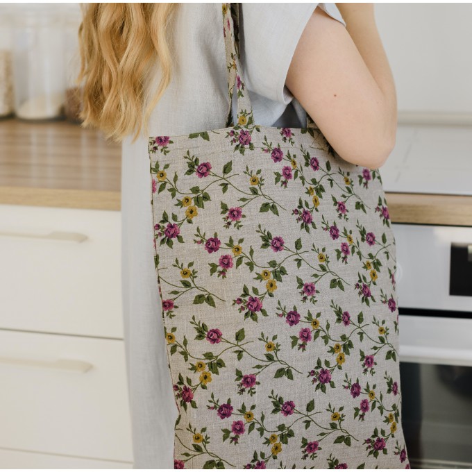 Natural floral tote bag