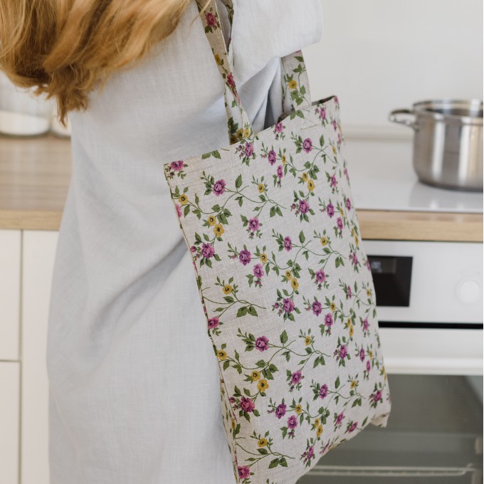 Natural floral tote bag