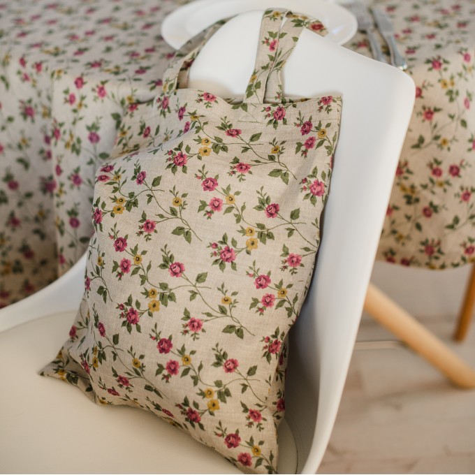 Natural floral tote bag