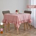Dusty rose square linen tablecloth with ruffles