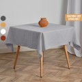Light gray square linen tablecloth 