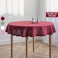 Burgundy linen round tablecloth