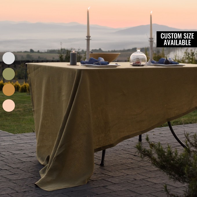 Light olive rectangle tablecloth