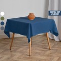 Indigo blue linen square tablecloth
