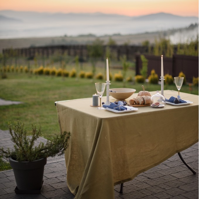 Light olive rectangle tablecloth