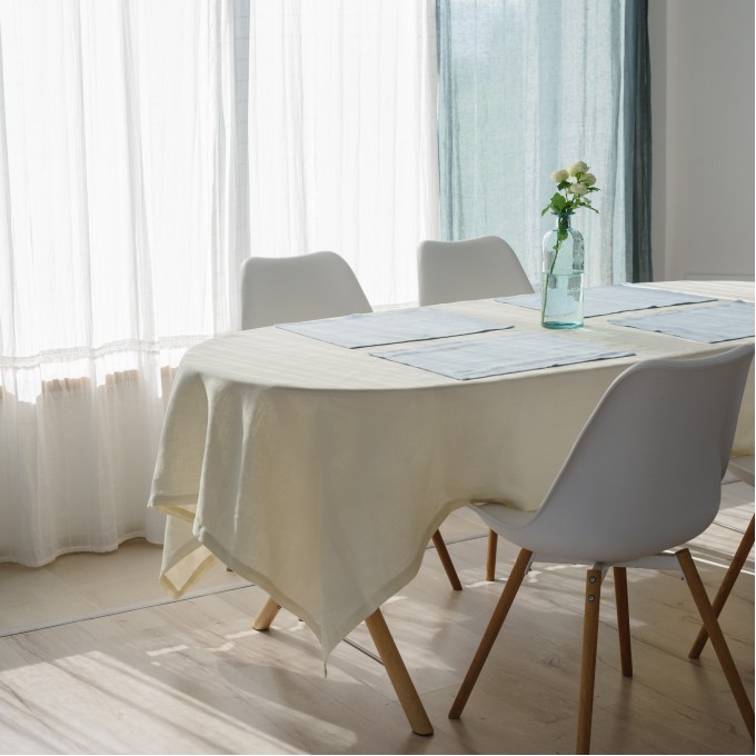 Linen ivory rectangle tablecloth