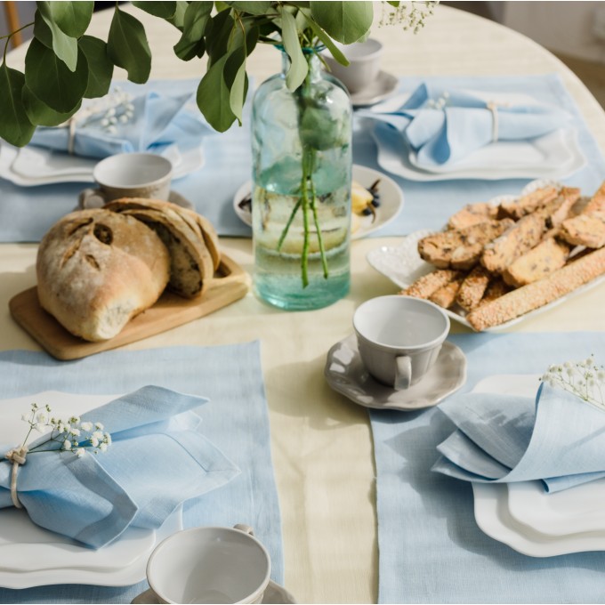 Linen ivory rectangle tablecloth