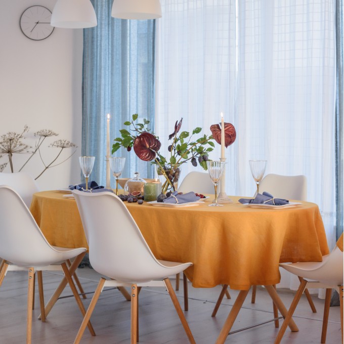 Mustard linen tablecloth03 in oval, rectangle, round, square shape
