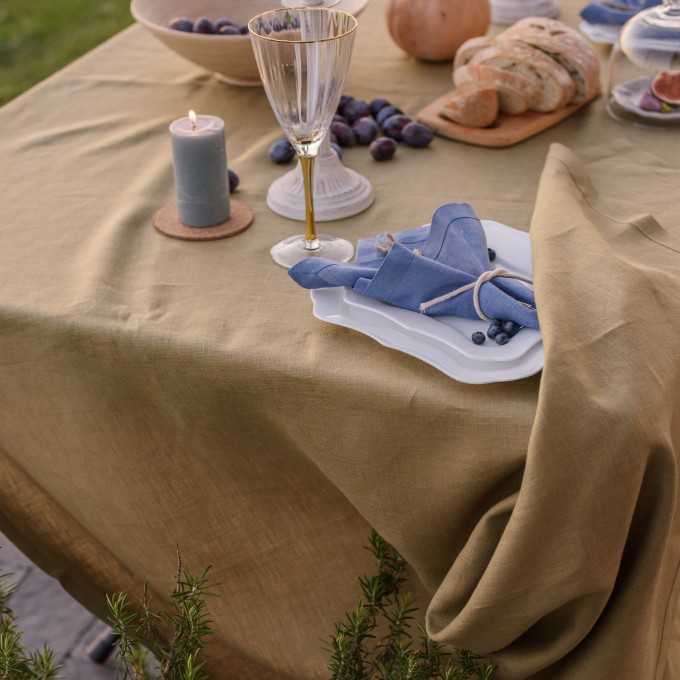 Light olive rectangle tablecloth