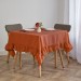 Dusty rose square linen tablecloth with ruffles