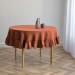 Cinnamon round linen tablecloth with ruffles