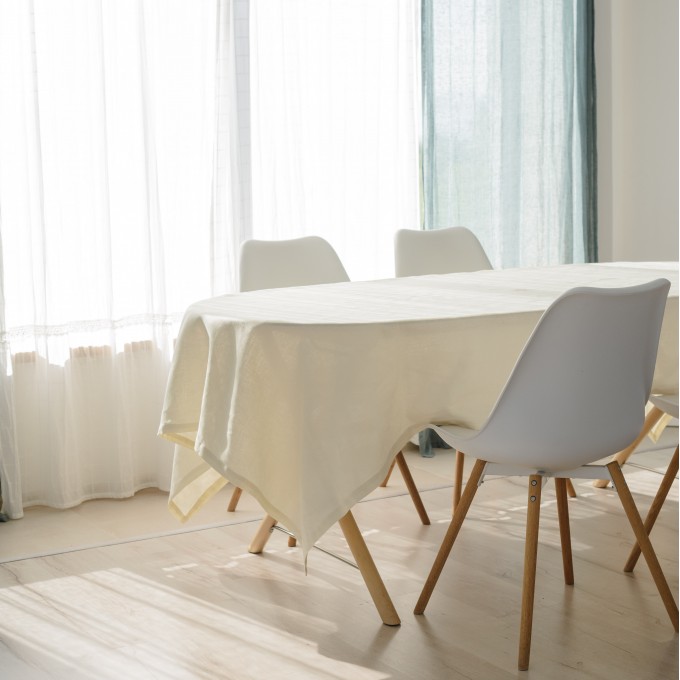 Linen ivory rectangle tablecloth