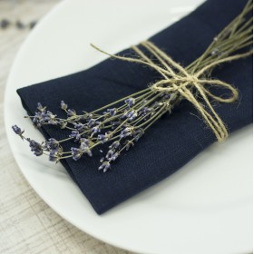 Navy blue linen napkins set  Navy blue linen napkins set