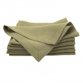 Gray white striped linen napkins