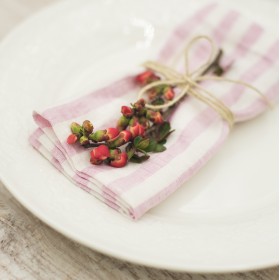 Pink - white striped linen napkins Pink - white striped linen napkins
