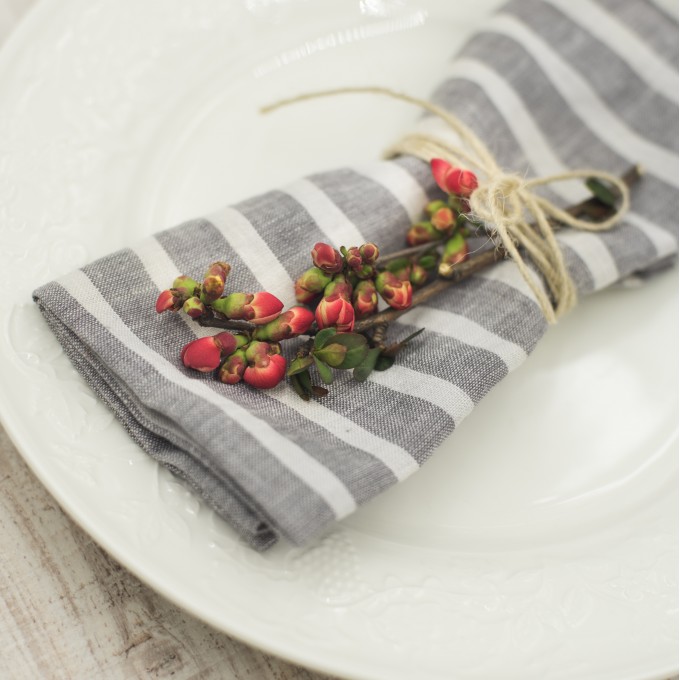 Gray-white striped napkins