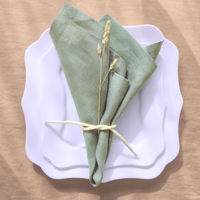 Dusty sage linen napkins set