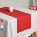Red linen table runner 