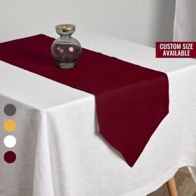 Burgundy table runner with triangular edges