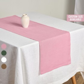 Dusty rose linen table runner