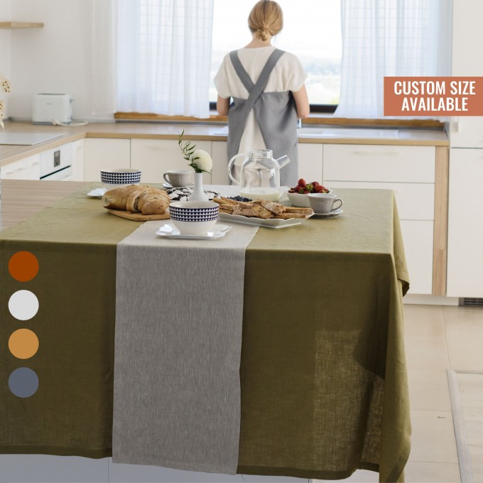 Natural linen table runner