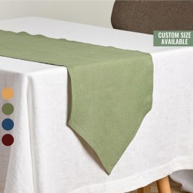 Sage green table runner with triangular edges