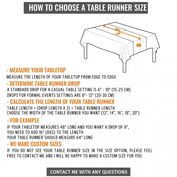 Charcoal gray table runner with triangular edges