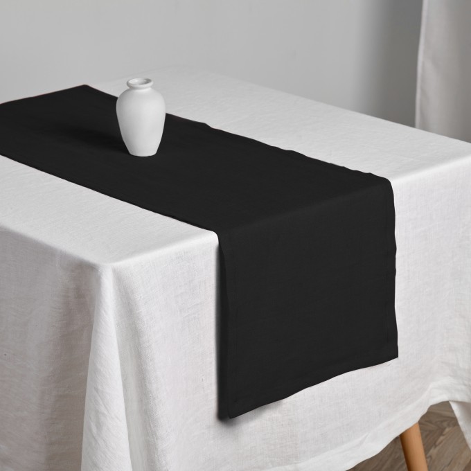 Charcoal gray table runner with triangular edges