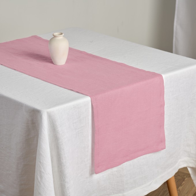 Sage green table runner with triangular edges