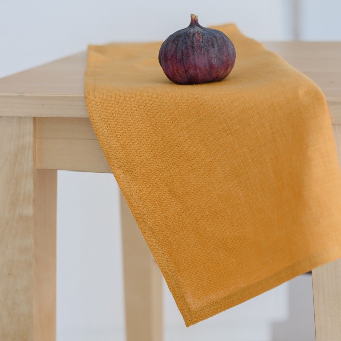 Linen tea towel in mustard