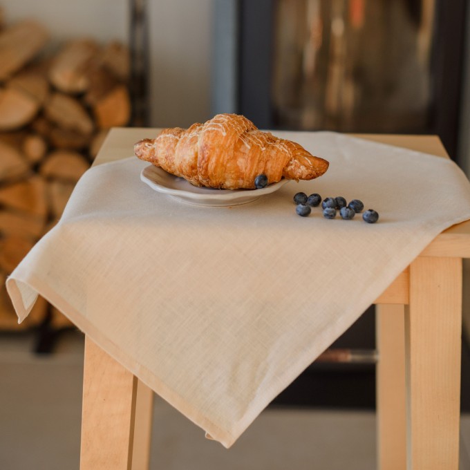 Linen tea towel in tan